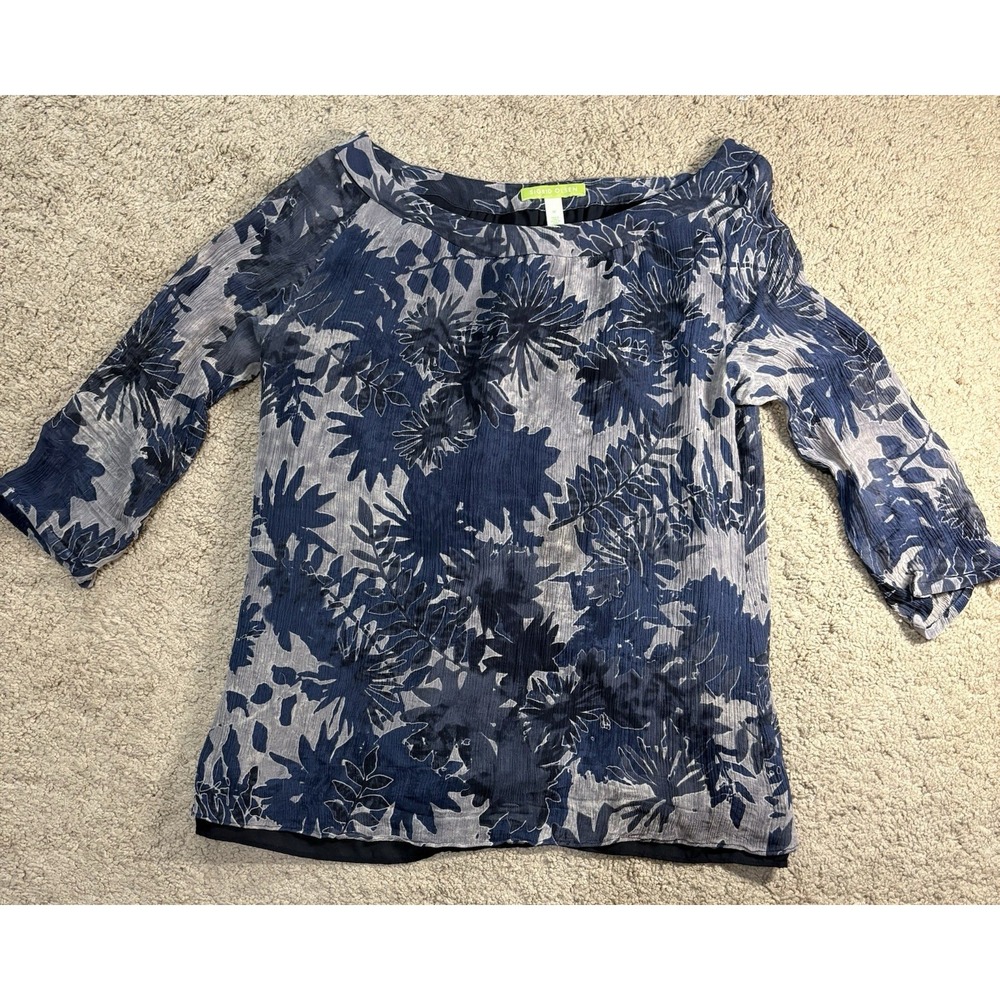 Sigrid Olsen Blouse Women Medium Floral Silk Lightweight Lined Tropical